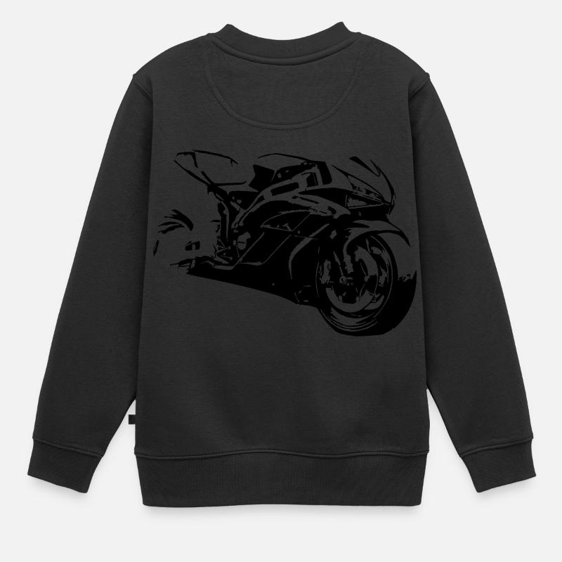 Moto course - Sweat Premium enfant bio - noir