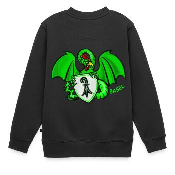 BASILISK of BASEL - Kids Premium Organic Sweatshirt - black - Back - AI Model Kid Female (0cm)
