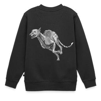 Lévrier - Sweat Premium enfant bio - noir - Dos - AI Model Kid Female (0cm)