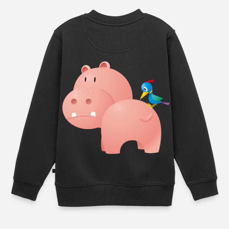 Hippo and Bird - Sweat Premium enfant bio - noir