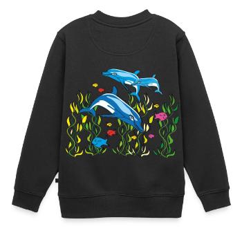 delfine - Kids Premium Organic Sweatshirt - black - Back - AI Model Kid Female (0cm)