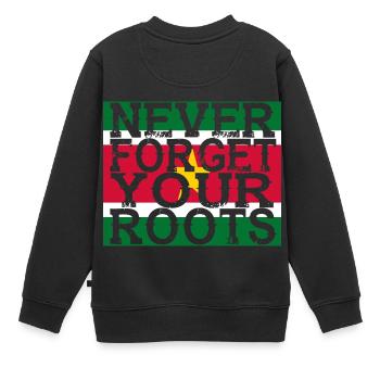 never forget roots home Suriname - Kinder Premium Organic Sweatshirt - Schwarz - Hinten - AI Model Kid Female (0cm)
