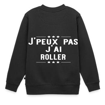 J'ai roller cadeaux sport - Sweat Premium enfant bio - noir - Dos - AI Model Kid Female (0cm)