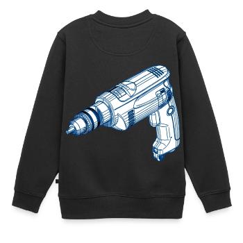 Bohrmaschine - Kinder Premium Organic Sweatshirt - Schwarz - Hinten - AI Model Kid Female (0cm)