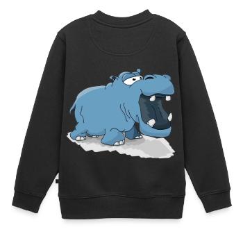 Nielpferd - Kinder Premium Organic Sweatshirt - Schwarz - Hinten - AI Model Kid Female (0cm)