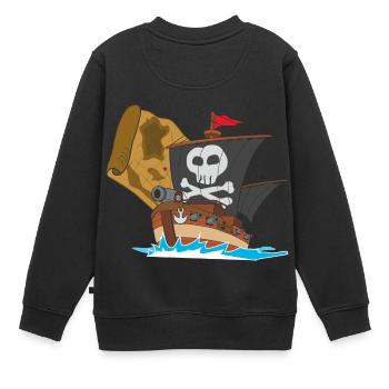 pirate ship boat pirat piratenschiff schiff skull5 - Kinder Premium Organic Sweatshirt - Schwarz - Hinten - AI Model Kid Female (0cm)