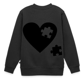 Herz Puzzle - Kinder Premium Organic Sweatshirt - Schwarz - Hinten - AI Model Kid Female (0cm)