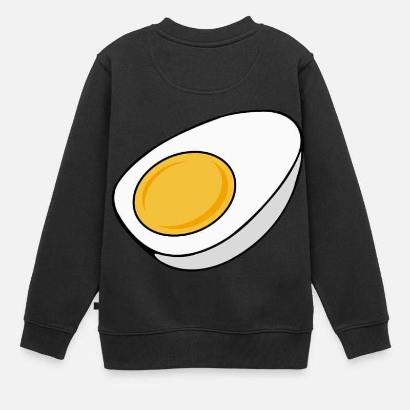 Oeuf cuit à moitié coupé - Sweat Premium enfant bio - noir
