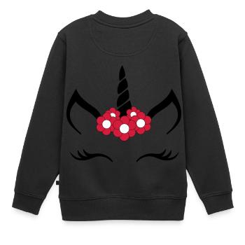 flowers Unicorn - Kids Premium Organic Sweatshirt - black - Back - AI Model Kid Female (0cm)