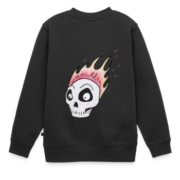 Brennen skull1 - Kinder Premium Organic Sweatshirt - Schwarz - Hinten - AI Model Kid Female (0cm)