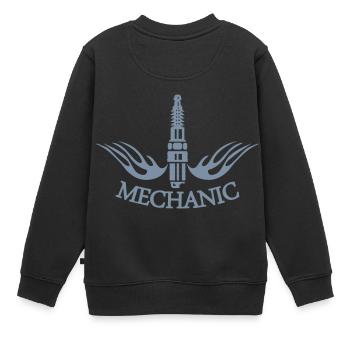 Mécanicien / mécanicien (B, 1c) - Sweat Premium enfant bio - noir - Dos - AI Model Kid Female (0cm)