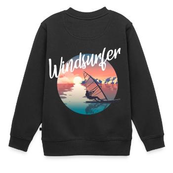 Windsurfer - Kinder Premium Organic Sweatshirt - Schwarz - Hinten - AI Model Kid Female (0cm)