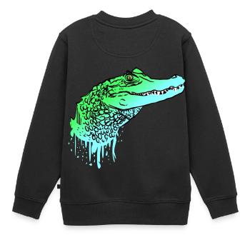 Krokodil Kroko Echse Alligator - Kinder Premium Organic Sweatshirt - Schwarz - Hinten - AI Model Kid Female (0cm)
