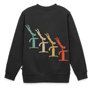 Retro Vintage Style Gymnastik Turnen Akrobatik - Kinder Premium Organic Sweatshirt - Schwarz - Hinten - AI Model Kid Female (0cm)