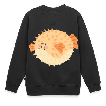 Kugelfisch - Kinder Premium Organic Sweatshirt - Schwarz - Hinten - AI Model Kid Female (0cm)