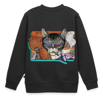 Cat criminalité - Sweat Premium enfant bio - noir - Dos - AI Model Kid Female (0cm)
