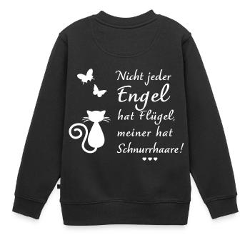 Engel | Flügel | Schnurrhaare | Katze | Katzen - Kinder Premium Organic Sweatshirt - Schwarz - Hinten - AI Model Kid Female (0cm)