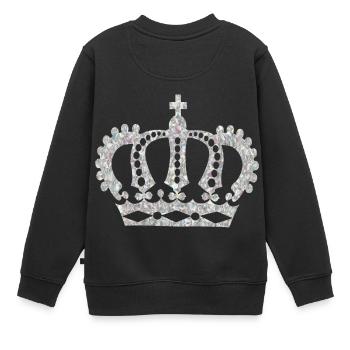 krone crown koenig king castle schloss tower burg2 - Kinder Premium Organic Sweatshirt - Schwarz - Hinten - AI Model Kid Female (0cm)
