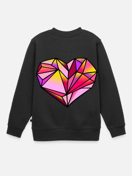 Saint-Valentin coeur géométrique - Sweat Premium enfant bio - noir