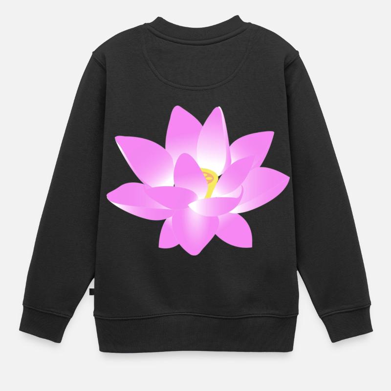 Fleur Lotus - Sweat Premium enfant bio - noir