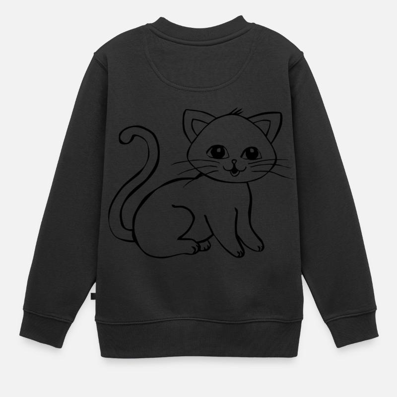 chat - Sweat Premium enfant bio - noir