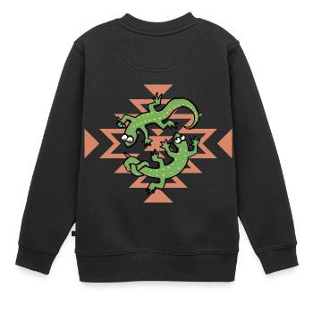 Escalade, Lézard - Sweat Premium enfant bio - noir - Dos - AI Model Kid Female (0cm)