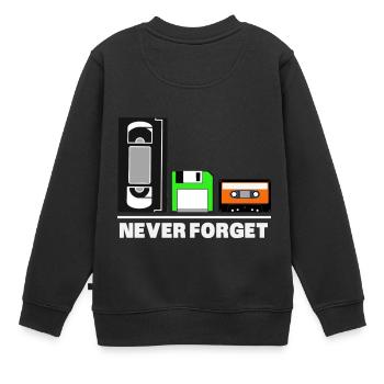 Ne jamais oublier de disquettes shirt 80s Rétro - Sweat Premium enfant bio - noir - Dos - AI Model Kid Female (0cm)