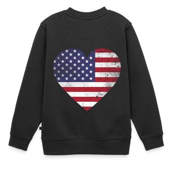 Geschenk USA Flagge amerikanische Fahne - Kinder Premium Organic Sweatshirt - Schwarz - Hinten - AI Model Kid Female (0cm)