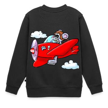 souris de vol - Sweat Premium enfant bio - noir - Dos - AI Model Kid Female (0cm)