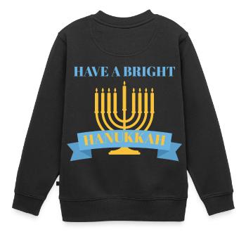Hanoukka, Hanoukka, fête des lumières, cadeau, chemise - Sweat Premium enfant bio - noir - Dos - AI Model Kid Female (0cm)