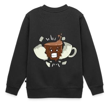Kaffee Koffein Schock! Koffeinsucht Kaffeeliebe - Kinder Premium Organic Sweatshirt - Schwarz - Hinten - AI Model Kid Female (0cm)