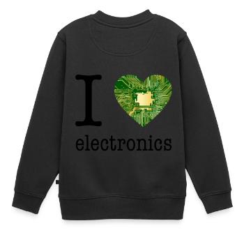 I love Electronics - electronics / gift idea - Kids Premium Organic Sweatshirt - black - Back - AI Model Kid Female (0cm)