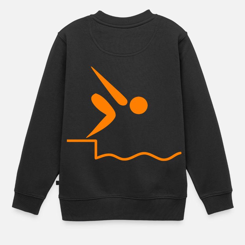 Schwimmen - Kinder Premium Organic Sweatshirt - Schwarz
