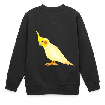 Realistischer gelber Cockatiel mit roten Backen - Kinder Premium Organic Sweatshirt - Schwarz - Hinten - AI Model Kid Female (0cm)