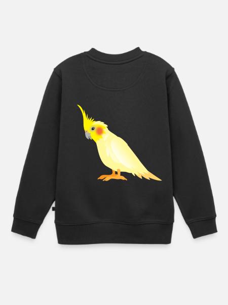 Realistic yellow cockatiel with red cheeks - Kids Premium Organic Sweatshirt - black