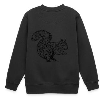 Eichhörnchen aus Zweigen. Dekorativ - Kinder Premium Organic Sweatshirt - Schwarz - Hinten - AI Model Kid Female (0cm)