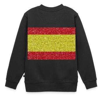 Spain flag flag glitter spanish flag - Kids Premium Organic Sweatshirt - black - Back - AI Model Kid Female (0cm)