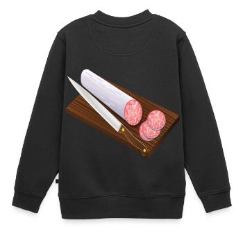 saucisse salami saucisse petit déjeuner petit déjeuner - Sweat Premium enfant bio - noir - Dos - AI Model Kid Female (0cm)