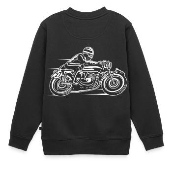 Cafe Racer Motorrad 03_weiß - Kinder Premium Organic Sweatshirt - Schwarz - Hinten - AI Model Kid Female (0cm)