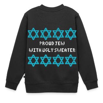 Laid Hanoukka, Hanoukka, fête des lumières, cadeau - Sweat Premium enfant bio - noir - Dos - AI Model Kid Female (0cm)