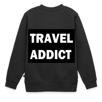 Accro au voyage - Sweat Premium enfant bio - noir - Dos - AI Model Kid Female (0cm)