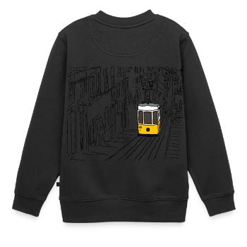 Lisbon tram - Kids Premium Organic Sweatshirt - black - Back - AI Model Kid Female (0cm)