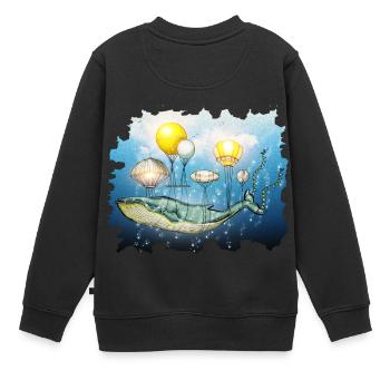 Baleine, baleine volante - Sweat Premium enfant bio - noir - Dos - AI Model Kid Female (0cm)