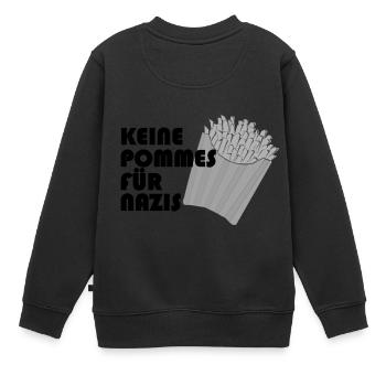 Keine Pommes für Nazis - Kinder Premium Organic Sweatshirt - Schwarz - Hinten - AI Model Kid Female (0cm)