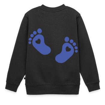 Pieds de bébé Pied de bébé bleu - Sweat Premium enfant bio - noir - Dos - AI Model Kid Female (0cm)