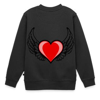 Herz mit Fluegel - Kinder Premium Organic Sweatshirt - Schwarz - Hinten - AI Model Kid Female (0cm)