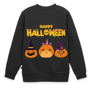 Happy Halloween Costume cadeau citrouille drôle - Sweat Premium enfant bio - noir - Dos - AI Model Kid Female (0cm)
