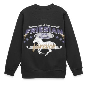 Friesian Friese Pferd Pferderasse best friends BFF - Kinder Premium Organic Sweatshirt - Schwarz - Hinten - AI Model Kid Female (0cm)