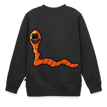 Regenwurm Wurm - Kinder Premium Organic Sweatshirt - Schwarz - Hinten - AI Model Kid Female (0cm)