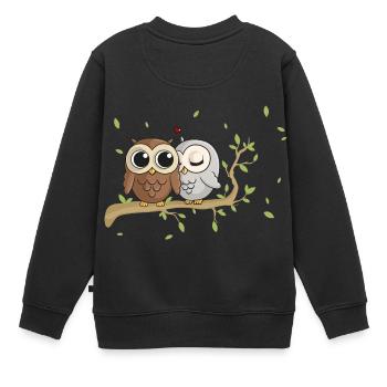 Verliebte Comic Eulen - Kinder Premium Organic Sweatshirt - Schwarz - Hinten - AI Model Kid Female (0cm)